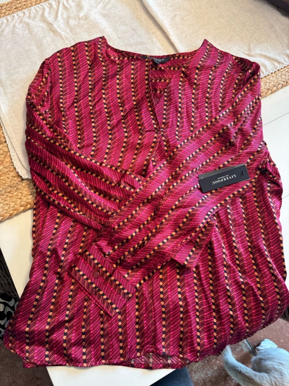 Liverpool Magenta and Orange Geometric Dot Blouse